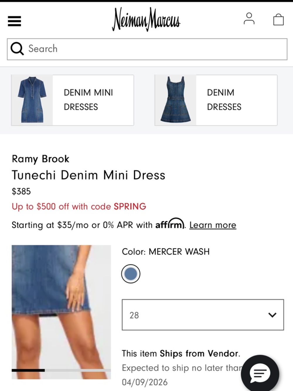 Ramy Brook Tunechi Denim Dress - Light Wash. Women’s 28. - Picture 6 of 10